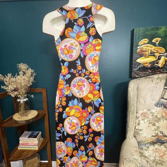 Vintage 1960s/70s Bani-Lon J. Bancroft & Sons Psychedelic Maxi Dress size XS/S - Picture 6 of 8